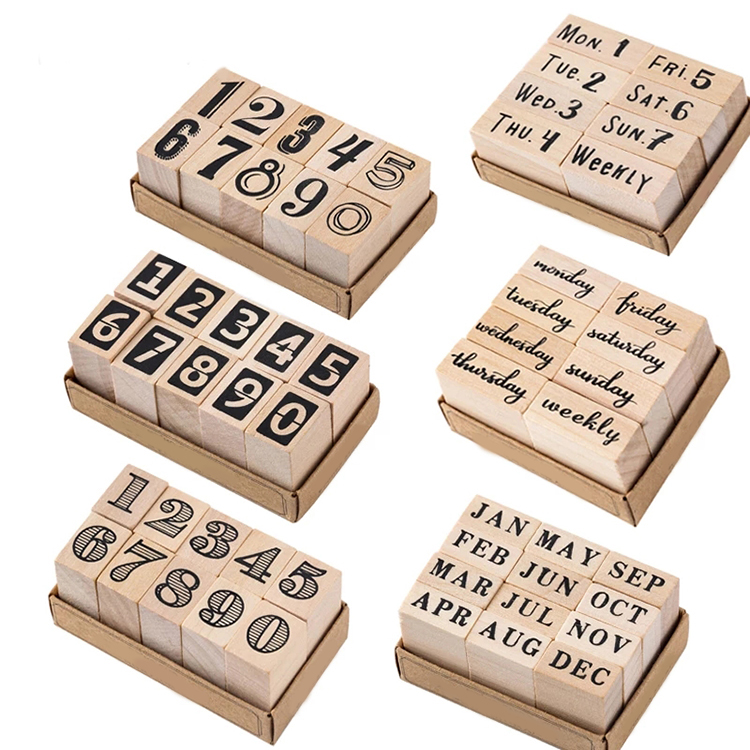 DIY numbers and letters wooden rubber stamps for scrapbooking