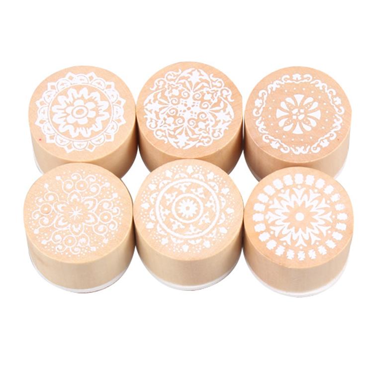 wholesale wooden flower round pattern rubber stamps for DIY scrapbooking (2)