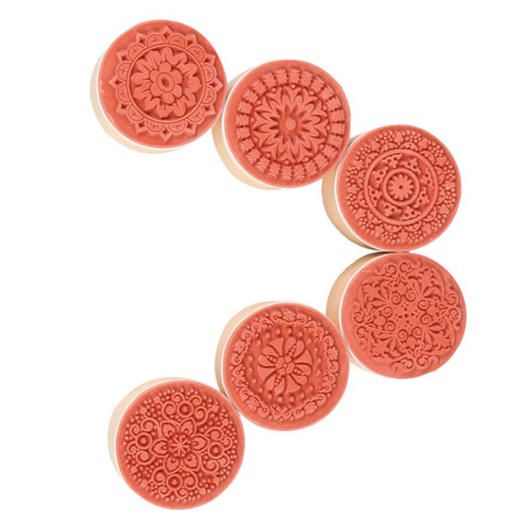 wholesale wooden flower round pattern rubber stamps for DIY scrapbooking (3)