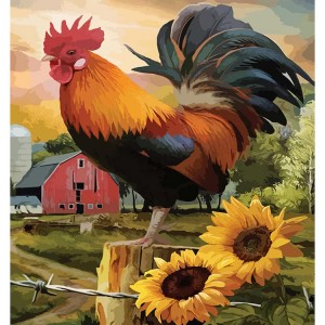 BA-015 DIY Paint by Number for Adults Beginner, Rooster Paint by Numbers for Kids, Sunflower Oil Painting Acrylic Paint Set, Easy to Color and Odorless on Canvas, Home Wall Decor Gift