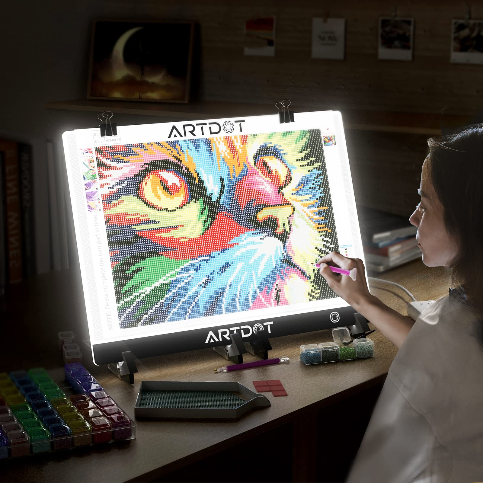 ARTDOT A4 DUXERIT Lux Pad pro Diamond Painting, USB Powered Light Board Kit, Novifacta Brightness with Detachable Stand and Clips