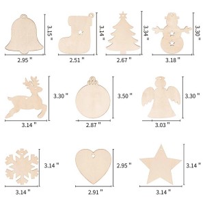 BWS001 Christmas Laser Cut Natural Wood Shapes for DIY-dekorasjon