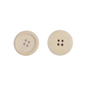 BWB001 Cor natural 4 furos redondos botões de madeira em branco para costura artesanal