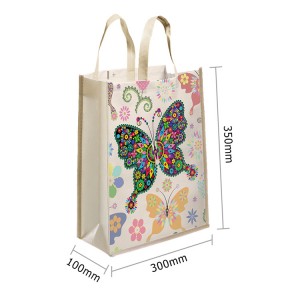 DIY Shopping Tote Bag 5D Butterfly Diamond Painting Handbag Kit para sa Regalo