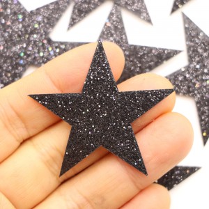 ពណ៌ចម្រុះពណ៌ Glitter Sequin Star Patches Iron on Sticker for Badge Clothes Bag Accessories DIY Craft Accessories