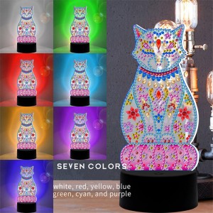 Hot Seljandi Cat Shaped Acrylic LED Board Diamond Paining LED Light til skrauts