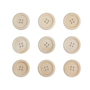 BWB001 boutons ronds en bois vierge, couleur naturelle, 4 trous, pour l'artisanat de couture