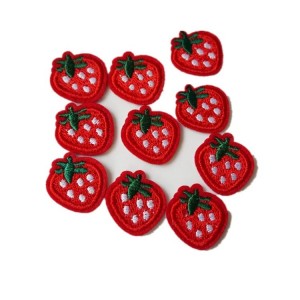 Wholesale strawberry embroidered iron on patch for cloth