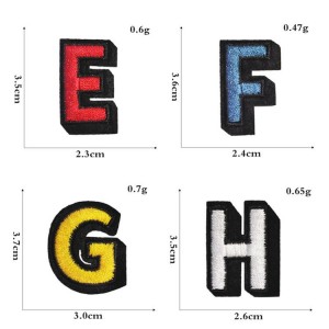 布用の卸売の文字と数字の刺繍アイロンパッチ