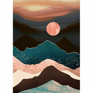 Round Abstract Scenery Round Laum Phab Ntsa Decor Pob Zeb Diamond Painting