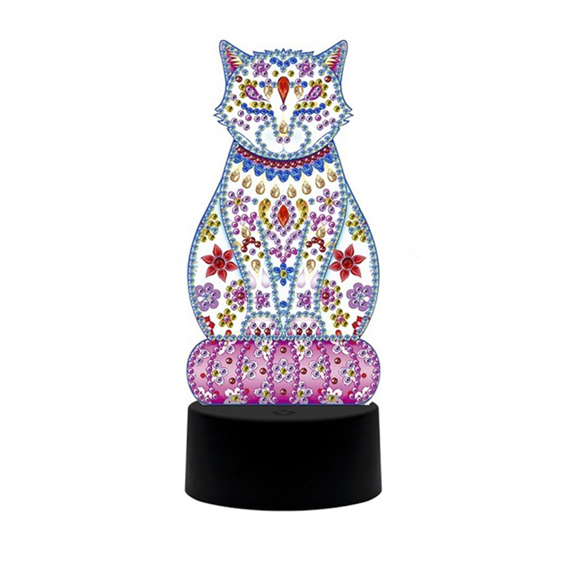 Hot Selling Cat Shaped Acrylic LED Board Diamond Painting LED Light for Decoration Featured Image