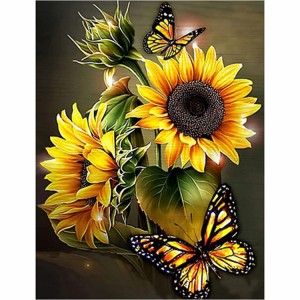 8CP56 Sunflowers for Adults Beginners Round Full Drill Diamond Painting Kits