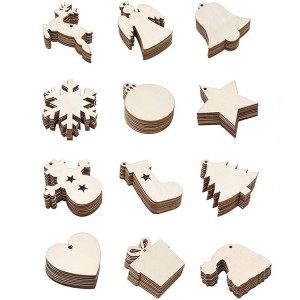 BWS001 Christmas Laser Sika Natural Wood Shapes for DIY Decoration