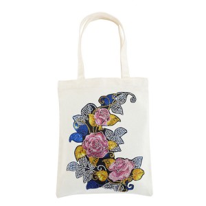 DIY Canvas Tote Poki 5D Flower Diamond Painting Handtaska til skrauts