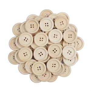 BWB001 Natural Color 4 Holes Round Blank Wood Buttons for Sewing Crafts