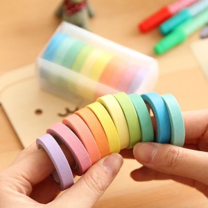 I-BWT004 I-DIY Masking Tapes ye-Washi Enemibala Ehlanzekile Isethelwe i-Scrapbooking