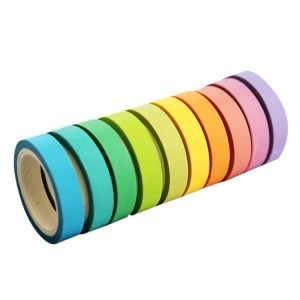 BWT004 DIY Masking Tapes ဖြတ်ညှပ်ကပ်လုပ်ရန်အတွက် သန့်စင်သောရောင်စုံ Washi တိပ်အစုံ