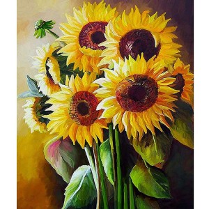 Sunflower Round Full Drill Home Wall Decor 5D Diamond Painting Kits