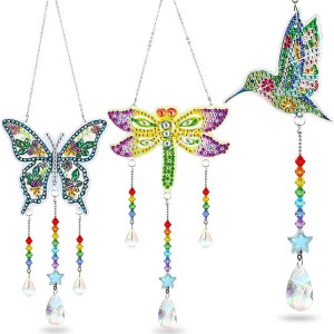 Ornamento suspenso para jardim doméstico, adultos, crianças, pintura de diamante 5d