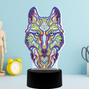 Sérsniðið Wolf Shape Acrylic LED Board Diamond Málverk LED Light til skrauts