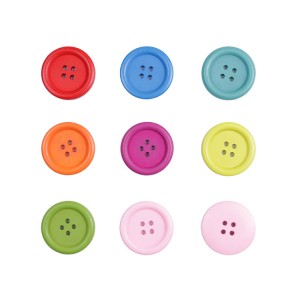 BWB002 Aneka Colored Round Craft Buttons Kayu Tombol kanggo DIY