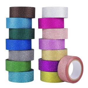 BWT005 សិប្បកម្ម DIY Muti Colored Glitter Washi Masking Tapes សម្រាប់ការតុបតែង