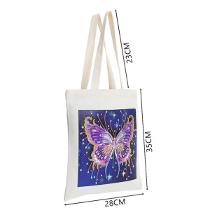 DIY Butterfly Printed Canvas Tote Bag 5D Diamond Painting Handbag set for Decoration