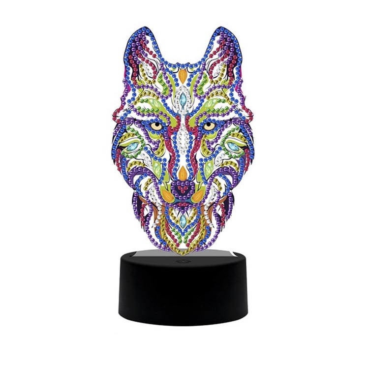 Custom Wolf Shape Acrylic LED Board Diamond Painting LED Light for Decoration Featured Image