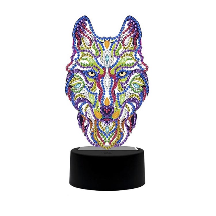 Famous Best Diamond Art Kits Factory –  Custom Wolf Shape Acrylic LED Board Diamond Painting LED Light for Decoration – JS Crafts