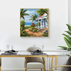 8CP49 Villa-Landscape Round Full Drill Home Wall Decor 5D Diamond Painting Kits