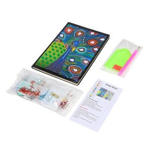 Wholesale Peacock Leather Cover Special Shaped DIY 5D Diamond Painting Notebook Kits