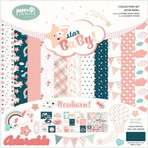 BSPD002 „Star Baby Girl“ dvipusiai rašto popieriaus paketai, skirti „Scrapbooking“.