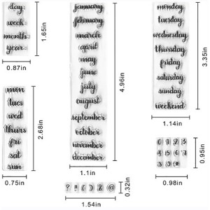 8CP83 Date Week Month Number Symbol Rubber Clear Stamps