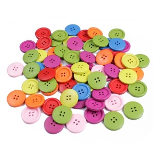 BWB002 Assorted Colored Round Craft Buttons Wooden Buttons for DIY