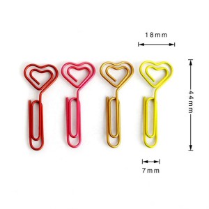 Wholesale promotional heart shape metal paper clip for craft