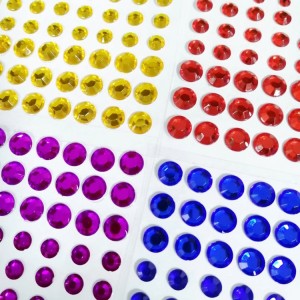 DIY multicolored self-adhesive rhinestone lub pov haum stickers rau kho kom zoo nkauj