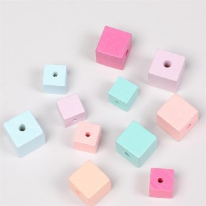 JWB003 Wholesale colorful square wood bead for jewelry making