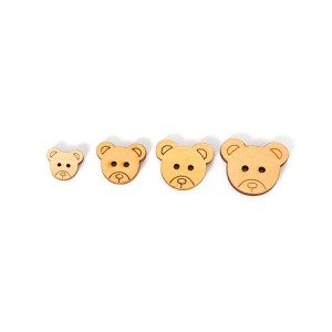 BWB003 DIY Unfinished Decorative Buttons Wood Bear Head Buttons for Sewing