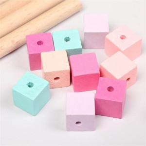 JWB003 Perles de fusta quadrades de colors a l'engròs per a la fabricació de joies