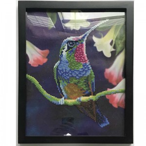 Kit kanvas lukisan titik seni berlian Hummingbird