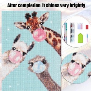 Giraffe Tag Nrho Round Round Crystal Rhinestone 5D Pob Zeb Diamond Painting Cov Khoom Siv