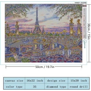 Round Full Drill Paris Memories for Adults Pob Zeb Diamond Painting Kits