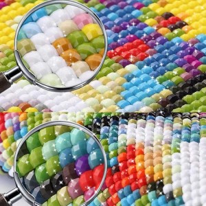 8CP51 Full Square Laum Tsev Kho Kom Zoo Nkauj Caij Nplooj Ntoos Hlav Pob Zeb Diamond Painting