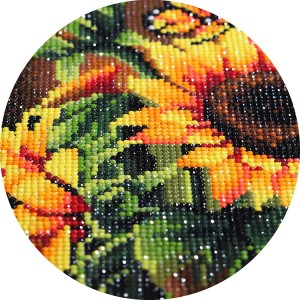 8CP56 Sunflowers rau Cov Neeg Laus Beginners Round Tag Nrho Pob Zeb Diamond Painting Cov Khoom Siv