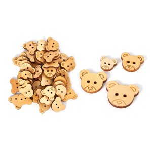 BWB003 Botones decorativos sin terminar DIY Botones de cabeza de oso de madera para coser