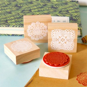 Wood block rubber stamp for scrapbooking cardmaking