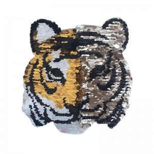 Trblietavý flitrový obojstranný nažehľovač so vzorom tigra na šijacie doplnky na odev