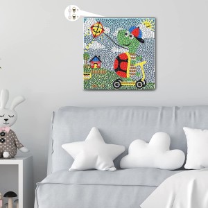 Puv Laum nrog Ntoo Ncej rau Cov Menyuam 5D Pob Zeb Diamond Painting Kits