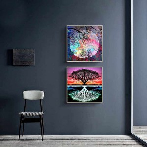 Round Drill Night Scene Tsob Ntoo rau Cov Neeg Laus Cov Me Nyuam Pib 5D Pob Zeb Diamond Painting