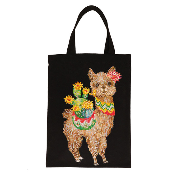 China wholesale Mystical Diamond Art Supplier –  Hot Sale Alpaca Canvas Tote Bag DIY 5D Diamond Painting Handbag for Gift – JS Crafts